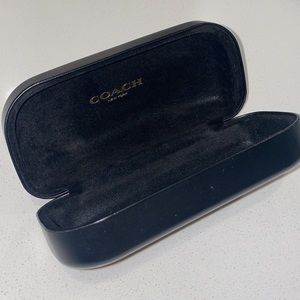 COACH Glasses Case Large Black Leather Embossed Smooth Hard Clamshell Eyeglasses